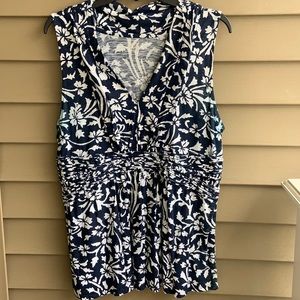 Loft Navy/White Sleeveless Top